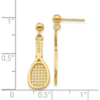 14K Yellow Gold Polished Racquet Dangle Earrings - Sporty Chic Style by 0