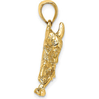 14K Yellow Gold Polished Raging Bull with Horns Charm by Oro Pregiato