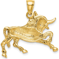 14K Yellow Gold Polished Raging Bull with Horns Charm by Oro Pregiato