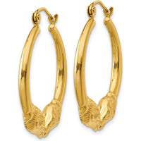 14K Yellow Gold Polished Ram Hoop Earrings - 26mm by 0