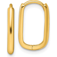 14K Yellow Gold Polished Rectangle Hinged Hoop Earrings - 16.2mm Length by Oro Pregiato