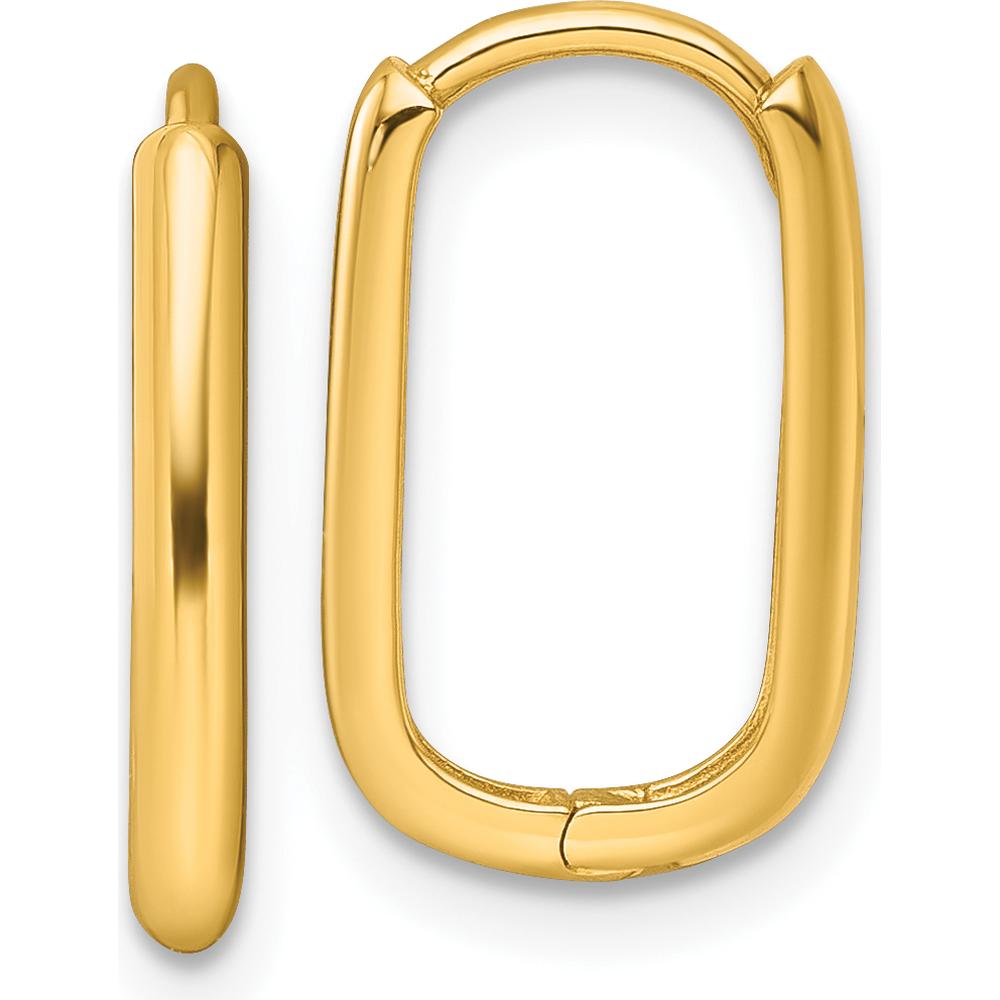 14K Yellow Gold Polished Rectangle Hinged Hoop Earrings - 16.2mm Length by Oro Pregiato