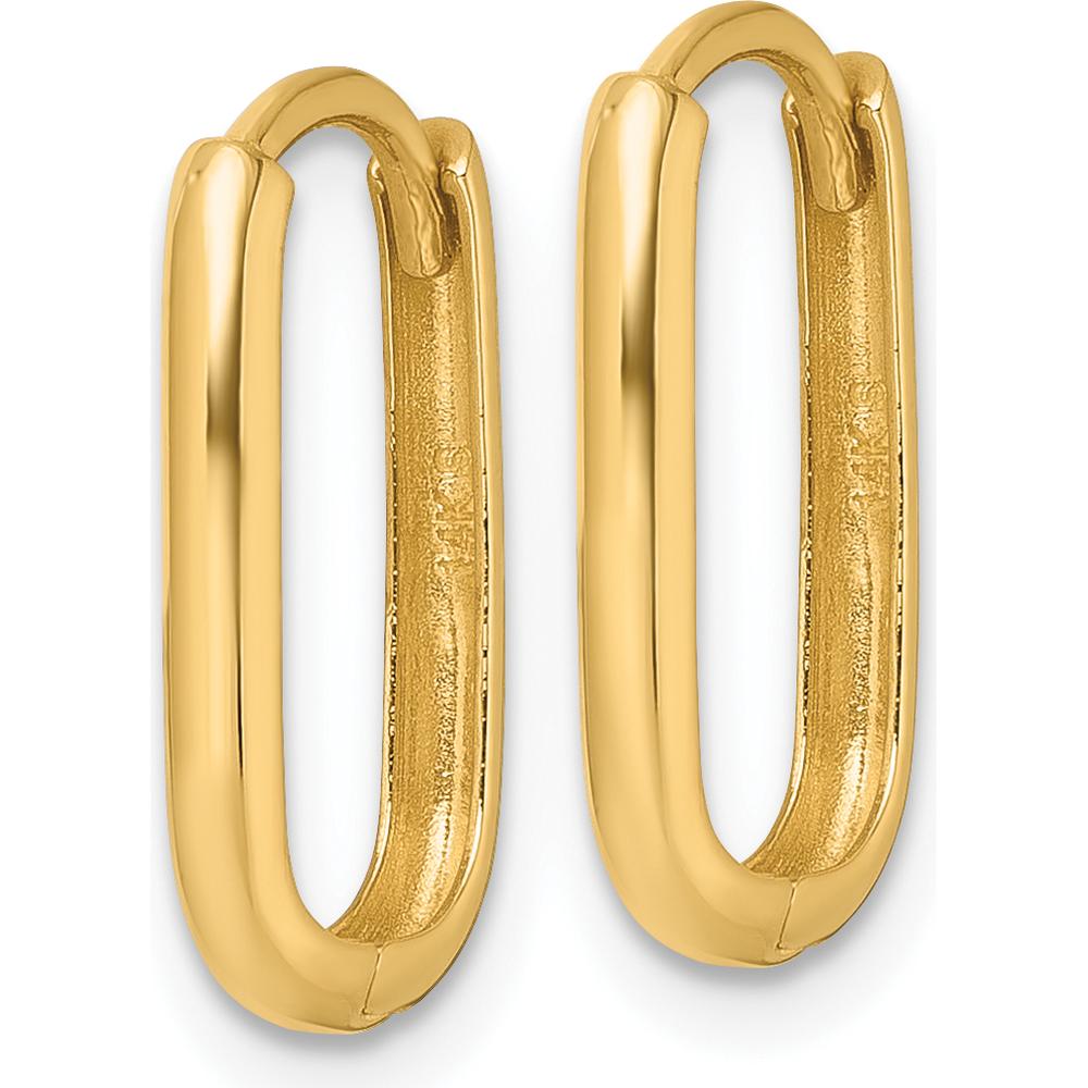 14K Yellow Gold Polished Rectangle Hinged Hoop Earrings - 16.2mm Length by Oro Pregiato
