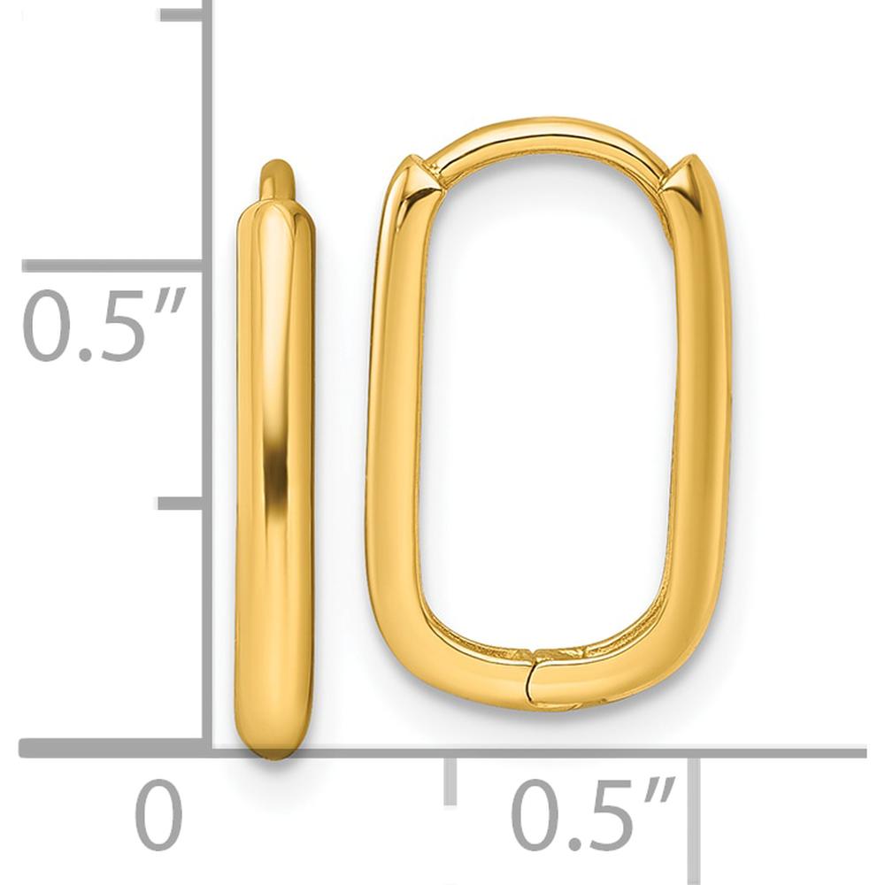 14K Yellow Gold Polished Rectangle Hinged Hoop Earrings - 16.2mm Length by Oro Pregiato
