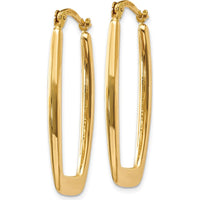 14K Yellow Gold Polished Rectangle Hoop Earrings - 2.25mm Semi-Solid Design by 0