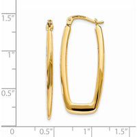 14K Yellow Gold Polished Rectangle Hoop Earrings - 2.25mm Semi-Solid Design by 0