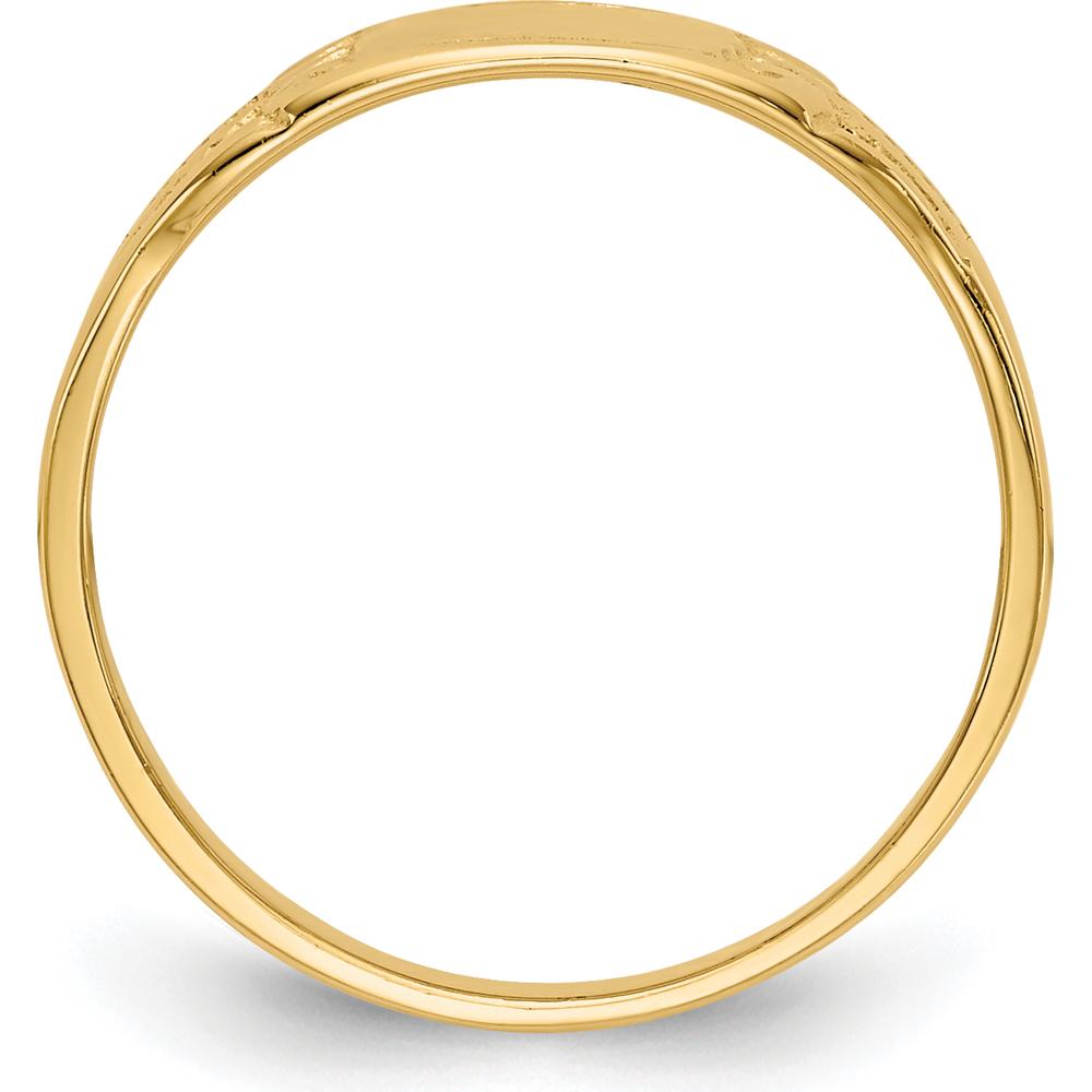 14K Yellow Gold Polished Rectangular Baby Signet Ring - Engravable, Tapered Band Design by 0