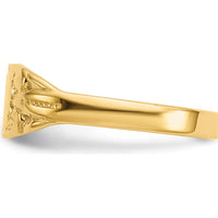 14K Yellow Gold Polished Rectangular Baby Signet Ring - Engravable, Tapered Band Design by 0