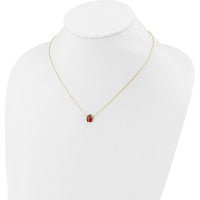 14K Yellow Gold Polished Red and Black Enameled Ladybug Pendant Necklace with 1" Extender by Oro Pregiato
