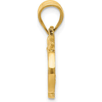 14K Yellow Gold Polished Red Enameled Apple Pendant with Gold Leaf Accents by Oro Pregiato