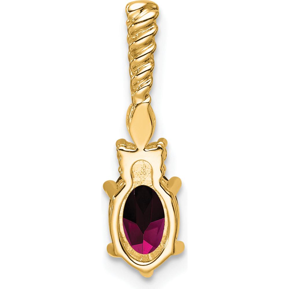 14K Yellow Gold Polished Rhodolite Garnet and Diamond Twisted Chain Slide Pendant - 1.34 Carat Total Gemstone Weight by Oro Pregiato