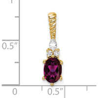 14K Yellow Gold Polished Rhodolite Garnet and Diamond Twisted Chain Slide Pendant - 1.34 Carat Total Gemstone Weight by Oro Pregiato