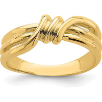 14K Yellow Gold Polished Ribbed Band Ring - Elegant Fashion Piece by 0