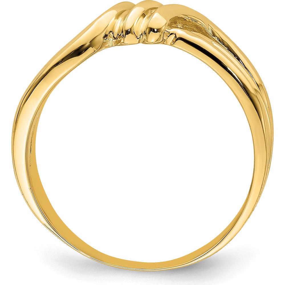 14K Yellow Gold Polished Ribbed Band Ring - Elegant Fashion Piece by 0