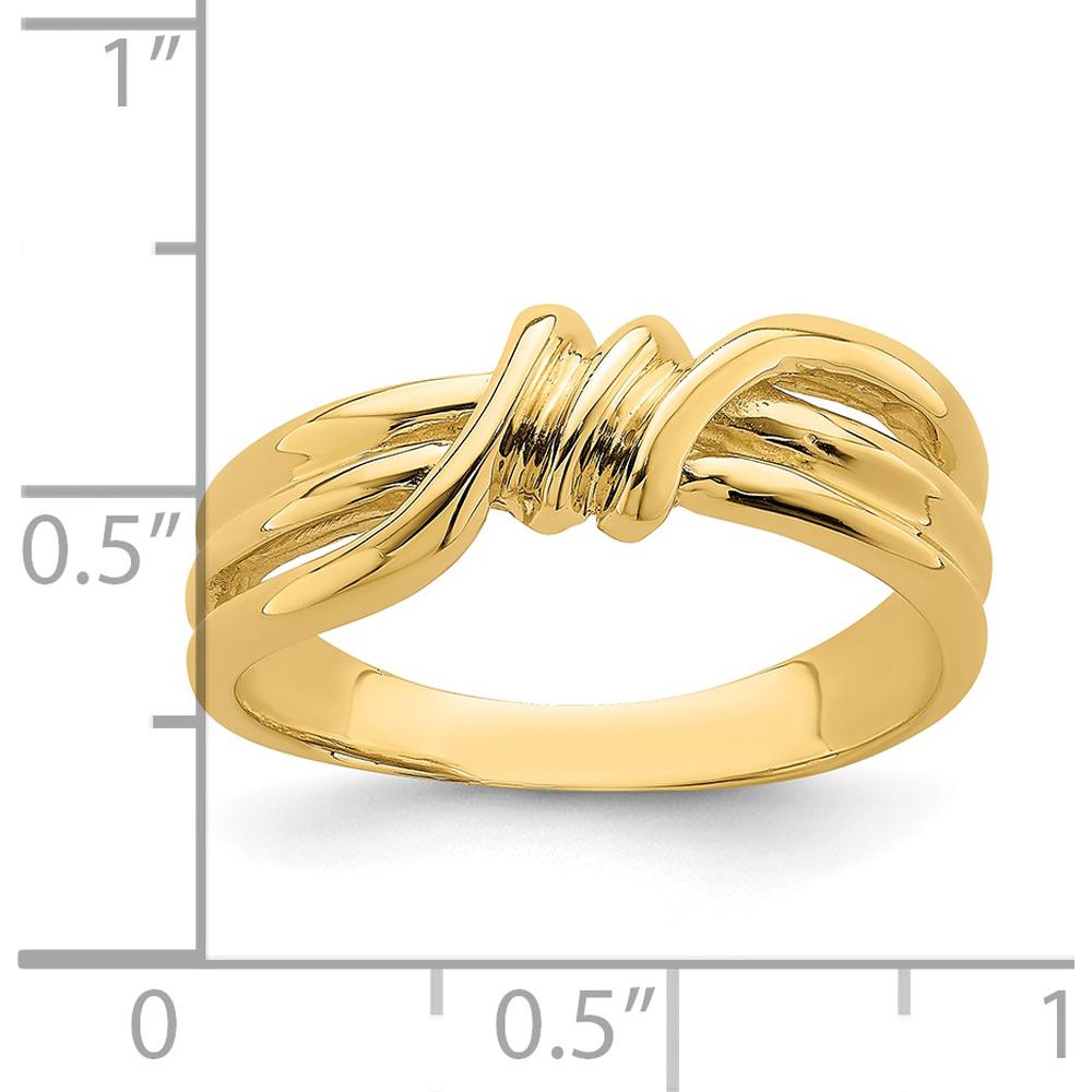 14K Yellow Gold Polished Ribbed Band Ring - Elegant Fashion Piece by 0
