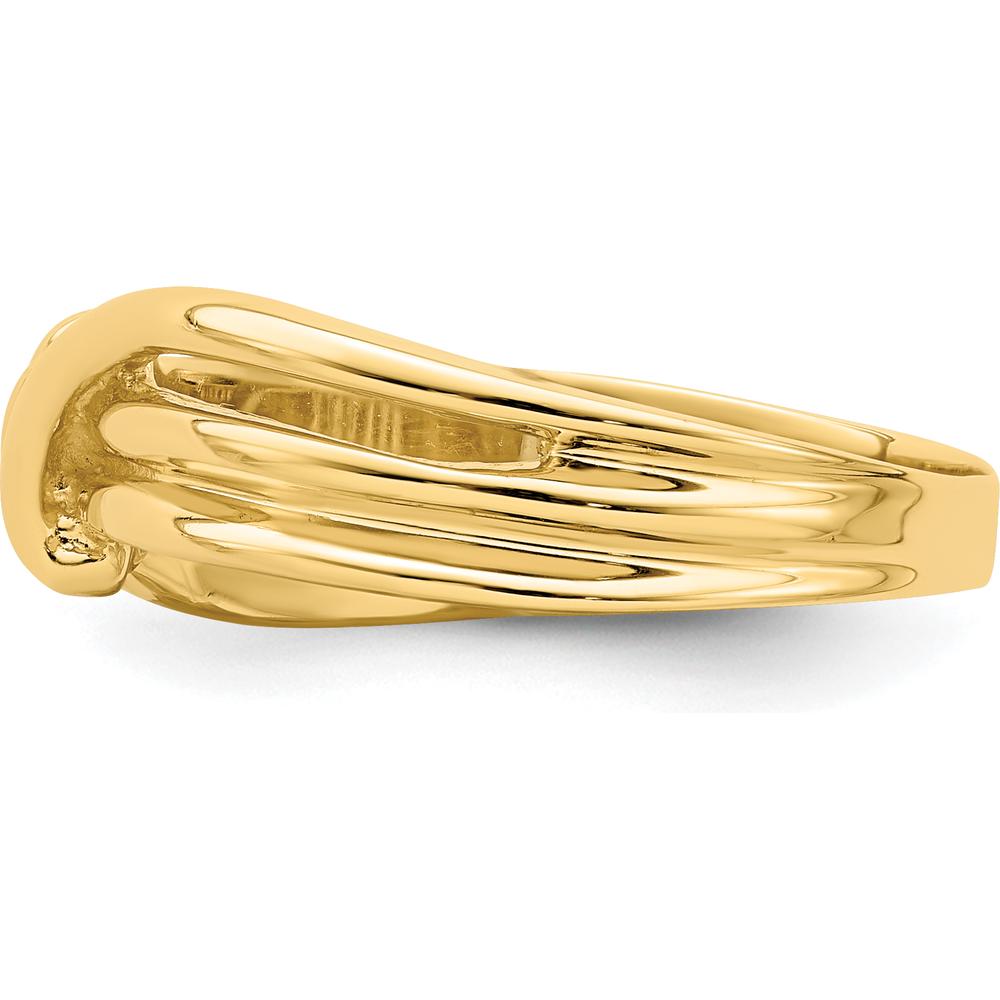14K Yellow Gold Polished Ribbed Band Ring - Elegant Fashion Piece by 0