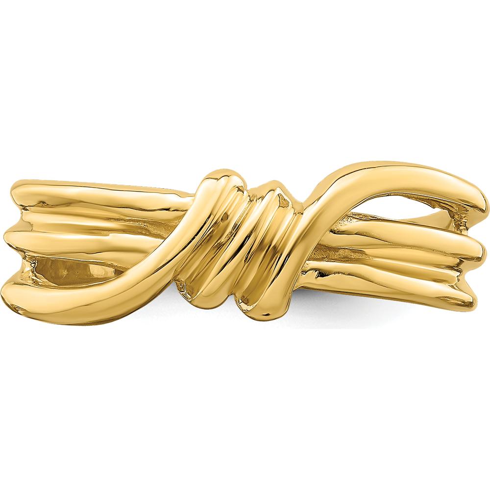 14K Yellow Gold Polished Ribbed Band Ring - Elegant Fashion Piece by 0