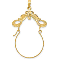 14K Yellow Gold Polished Ribbon Charm Holder Pendant - 40mm Length by Oro Pregiato