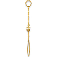 14K Yellow Gold Polished Ribbon Charm Holder Pendant - 40mm Length by Oro Pregiato