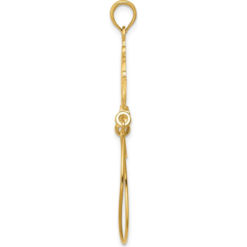 14K Yellow Gold Polished Ribbon Charm Holder Pendant - 40mm Length by Oro Pregiato