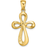 14K Yellow Gold Polished Ribbon Cross Charm - 25.25mm Length by Oro Pregiato