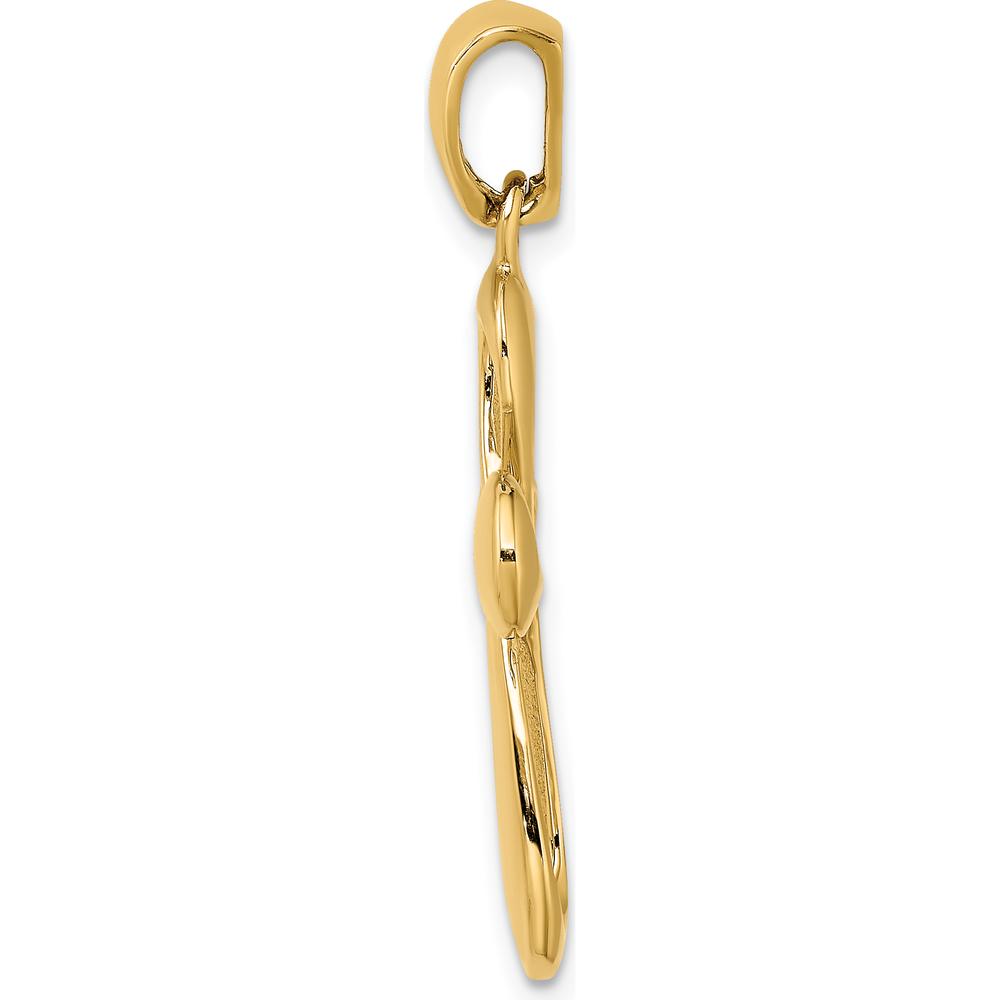 14K Yellow Gold Polished Ribbon Cross Charm - 25.25mm Length by Oro Pregiato