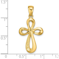14K Yellow Gold Polished Ribbon Cross Charm - 25.25mm Length by Oro Pregiato