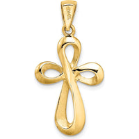 14K Yellow Gold Polished Ribbon Cross Charm - 25.25mm Length by Oro Pregiato