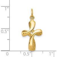 14K Yellow Gold Polished Ribbon Cross Pendant - 26mm by Oro Pregiato