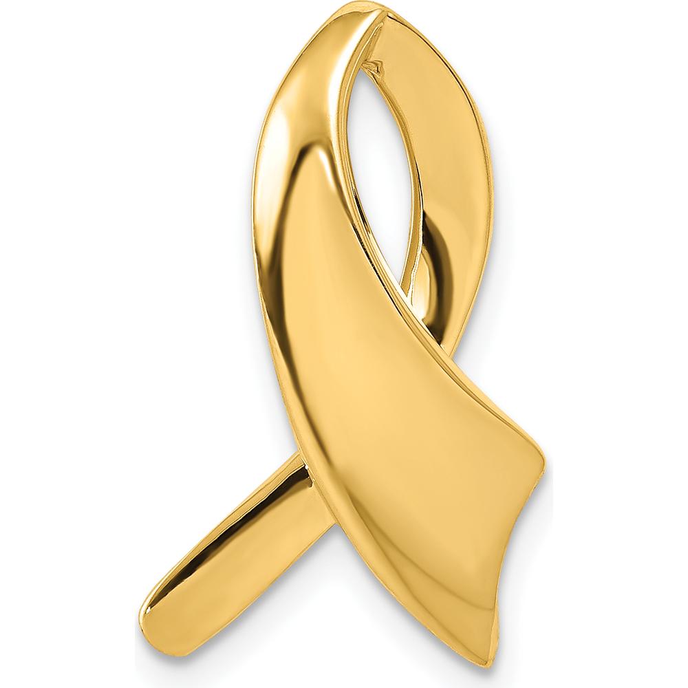 14K Yellow Gold Polished Ribbon Slide Pendant for Omega Chains by Oro ...