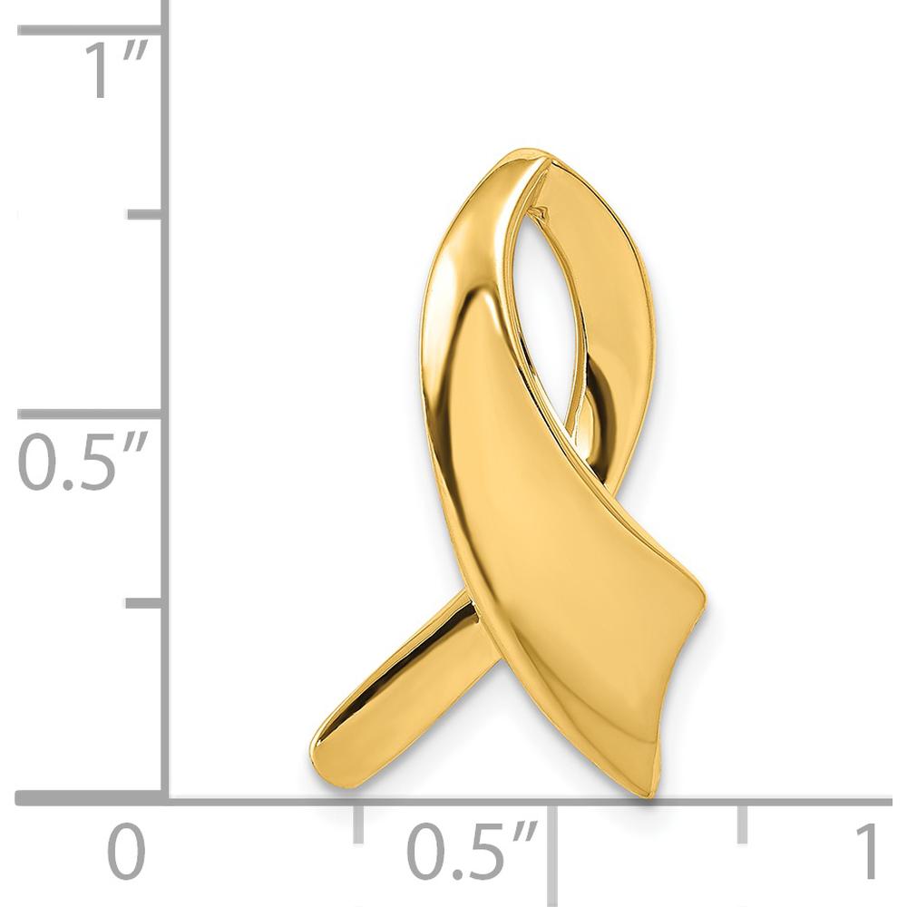 14K Yellow Gold Polished Ribbon Slide Pendant for Omega Chains by 0