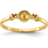 14K Yellow Gold Polished Ring Mounting for 5mm Round Stone with 1.2mm Side Stones by Oro Pregiato