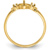 14K Yellow Gold Polished Ring Mounting for 5mm Round Stone with 1.2mm Side Stones by Oro Pregiato