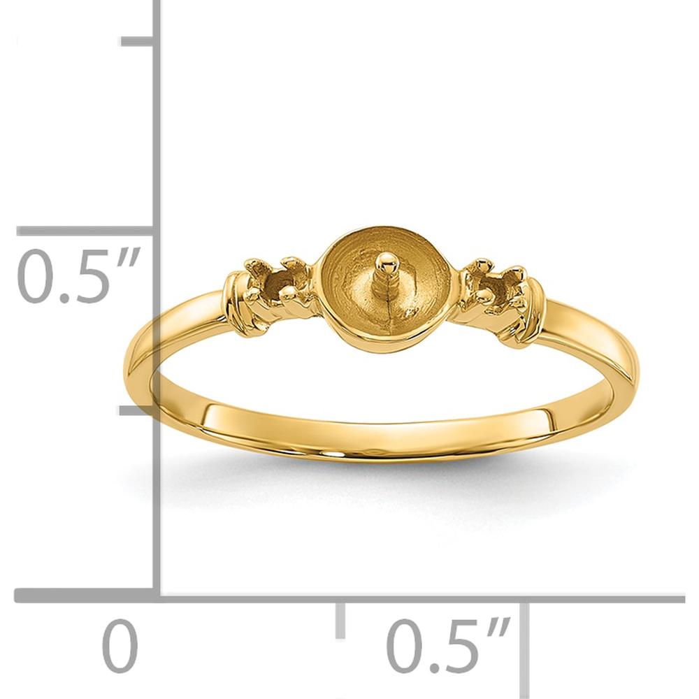 14K Yellow Gold Polished Ring Mounting for 5mm Round Stone with 1.2mm Side Stones by Oro Pregiato