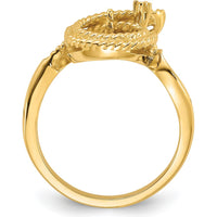 14K Yellow Gold Polished Ring Mounting for Custom Diamond or Pearl - 12mm Top Length by Monteluci Fine Jewelry