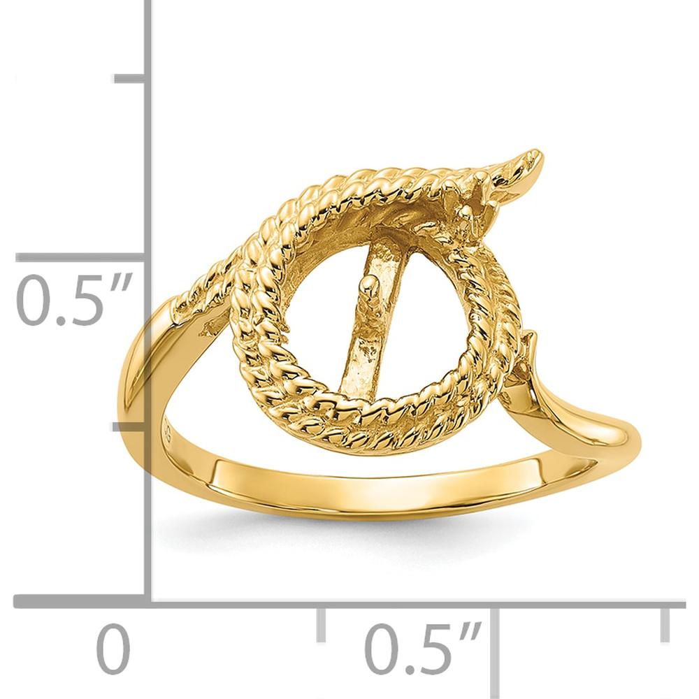 14K Yellow Gold Polished Ring Mounting for Custom Diamond or Pearl - 12mm Top Length by Monteluci Fine Jewelry