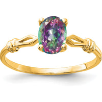 14K Yellow Gold Polished Ring with Mystic Fire Topaz - 1.050 Carat Oval Gemstone by Monteluci Fine Jewelry