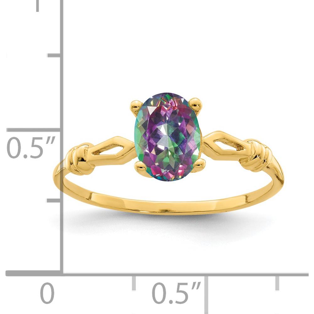 14K Yellow Gold Polished Ring with Mystic Fire Topaz - 1.050 Carat Oval Gemstone by Monteluci Fine Jewelry
