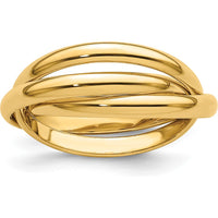 14K Yellow Gold Polished Rolling Band Ring - 6mm Width, Size 7 by 0