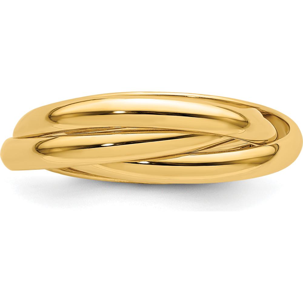 14K Yellow Gold Polished Rolling Band Ring - 6mm Width, Size 7 by 0