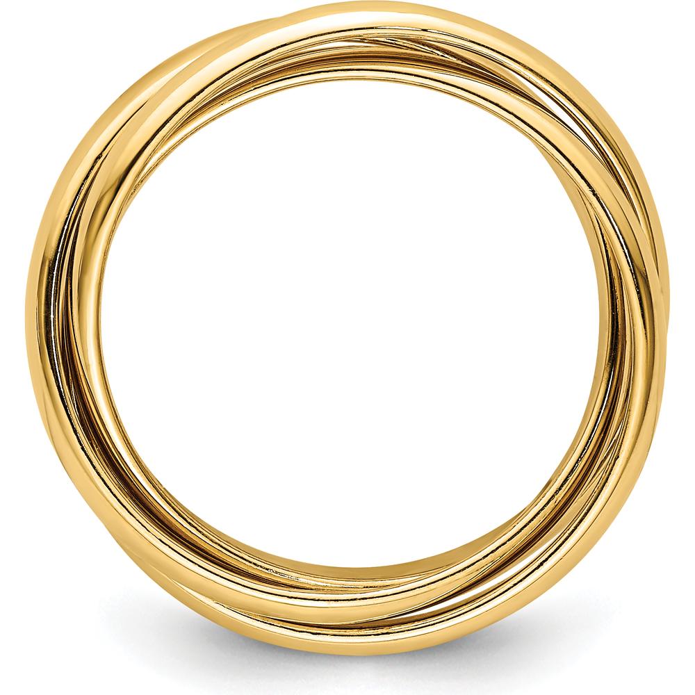 14K Yellow Gold Polished Rolling Ring - 6mm Band Width by 0