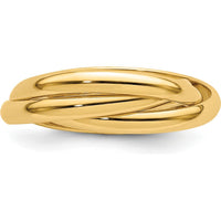 14K Yellow Gold Polished Rolling Ring - 6mm Band Width by 0