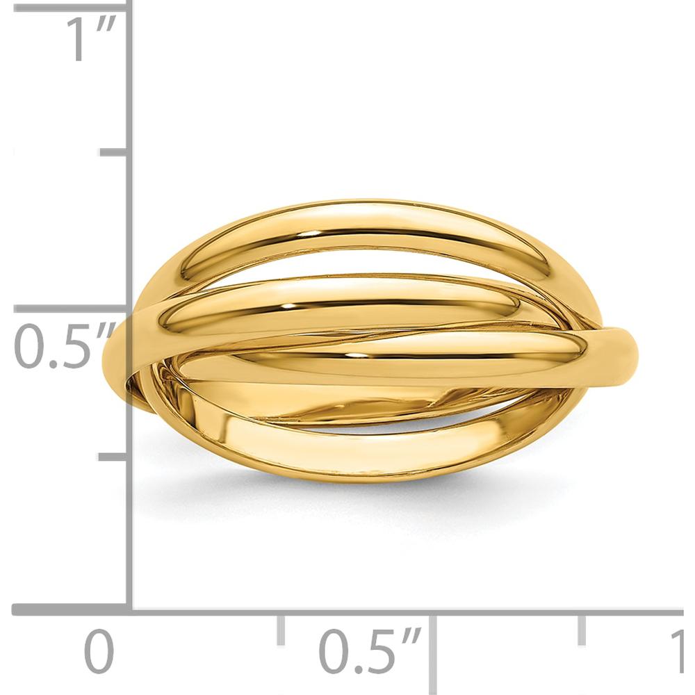 14K Yellow Gold Polished Rolling Ring - 6mm Band Width by 0
