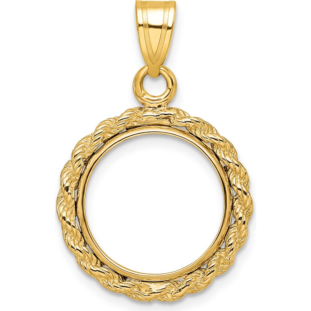 14K Yellow Gold Polished Rope Bezel Pendant for 1/20 oz. Panda Coin by Numis Coin Jewelry