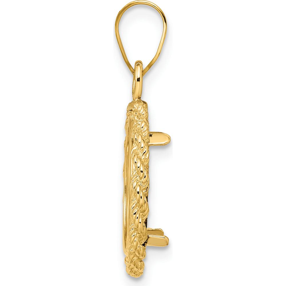 14K Yellow Gold Polished Rope Bezel Pendant for 1/20 oz. Panda Coin by Numis Coin Jewelry