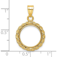 14K Yellow Gold Polished Rope Bezel Pendant for 1/20 oz. Panda Coin by Numis Coin Jewelry