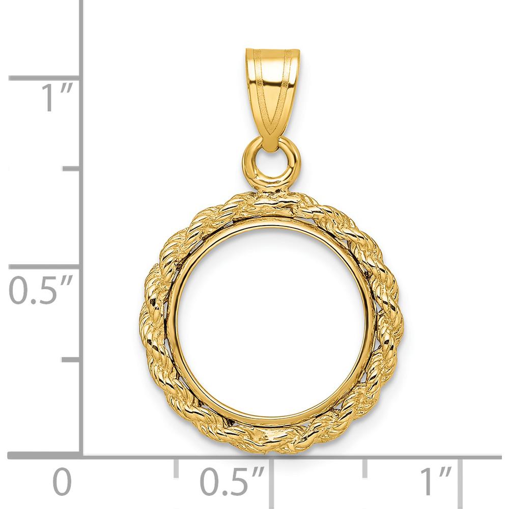 14K Yellow Gold Polished Rope Bezel Pendant for 1/20 oz. Panda Coin by Numis Coin Jewelry
