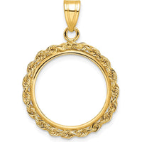 14K Yellow Gold Polished Rope Coin Bezel Pendant - 18.0mm by Numis Coin Jewelry
