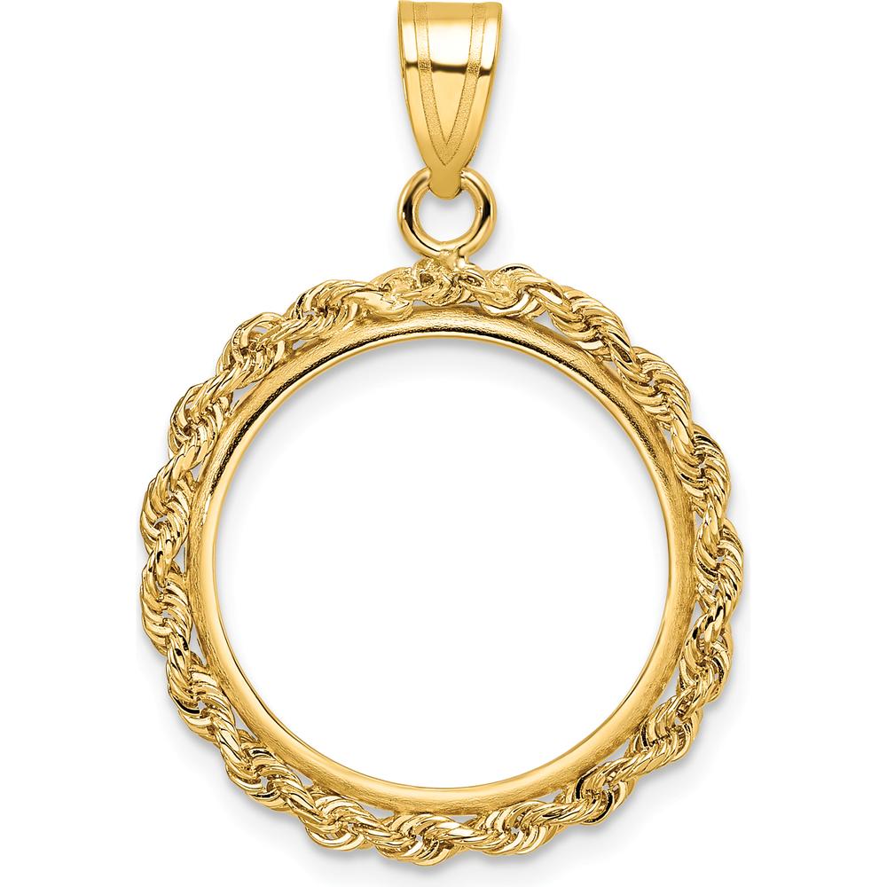 14K Yellow Gold Polished Rope Coin Bezel Pendant - 18.0mm by Numis Coin Jewelry