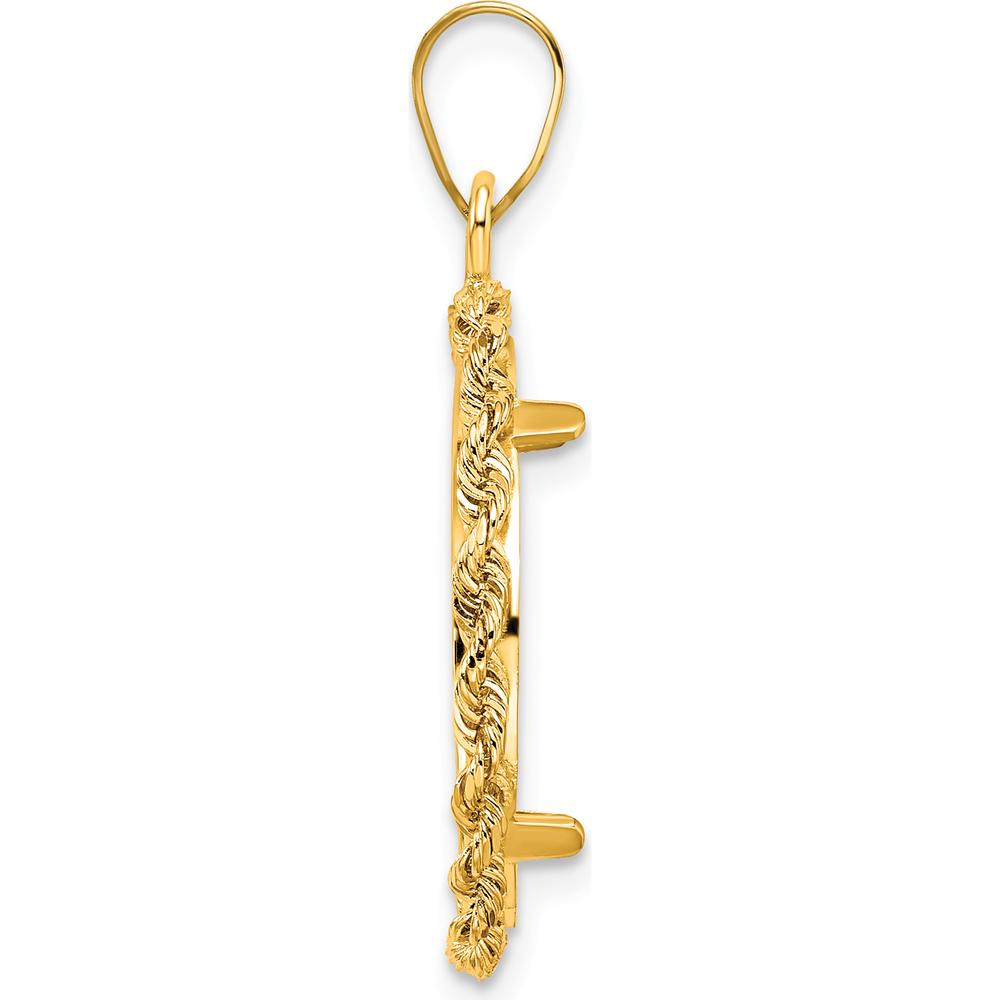 14K Yellow Gold Polished Rope Coin Bezel Pendant - 18.0mm by Numis Coin Jewelry